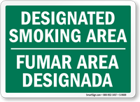 Designated Smoking Area Bilingual (green) Sign