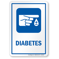Diabetes Hospital Sign with Finger Blood Drop Symbol