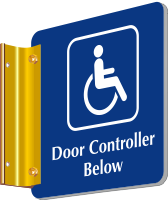 Door Controller Below Sign with Handicap Symbol