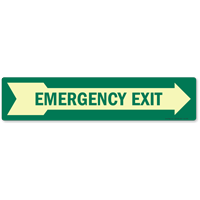 Emergency Exit With Right Arrow Glow Sign