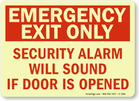 Emergency Exit Only Security Alarm Sign