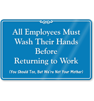 Employees Wash Hands Returning To Work Wall Sign