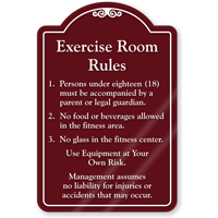 Exercise Room Rules ShowCase Sign
