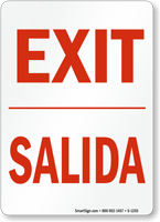 Bilingual Exit Salida Sign