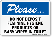 Feminine Hygiene Products Sign