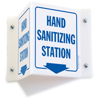 Hand Sanitizing Station with Down Arrow Projecting Sign