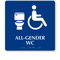 Accessible All Gender WC Sintra Restroom Sign With Braille