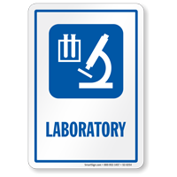Laboratory Sign with Medical Research Microscope Room Symbol