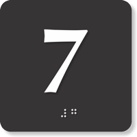 4 inch x 4 inch TactileTouch Braille Sign with Number 7
