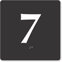 Tactile Touch Braille Door Sign With Number 7