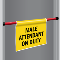 Male Attendant On Duty Door Barricade Sign