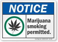 Marijuana Smoking Permitted Notice Sign