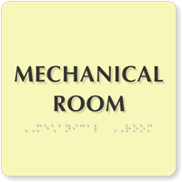Mechanical Room Photoluminescent Glow Braille Sign