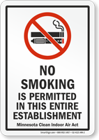 Minnesota No Smoking Is Permitted No Smoking Sign