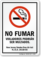 No Fumar Violadores Podrián Ser Multados Spanish Sign