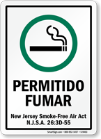 Permitido Fumar Spanish Smoking Allowed Sign