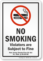 New Jersey No Smoking Sign