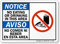 No Eating Or Drinking Bilingual Sign