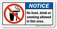 No Food Drink Smoking Notice Sign