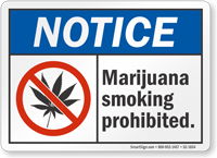 Marijuana Smoking Prohibited Notice Sign