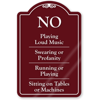 No Playing Loud Music ShowCase Sign