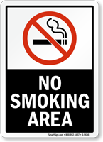 No Smoking Area (symbol) - black Sign