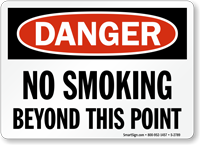 Danger No Smoking Beyond Point Sign