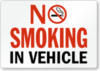 No Smoking In Vehicle (red text)