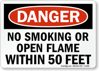 No Smoking within 50 Feet Danger Sign