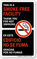 This is Smoke-Free Facility, Bilingual Window Decal