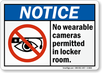 No Wearable Cameras Permitted In Locker Room Sign