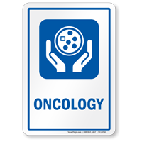 Oncology Cancer Hospital Sign with Cancer Cell Symbol