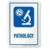 Pathology Sign with Diagnostic Center Microscope Symbol