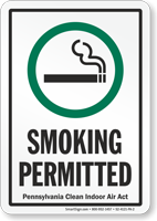 Pennsylvania Smoking Permitted Sign