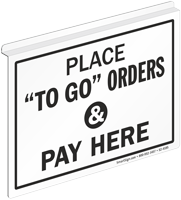Place To Go Orders & Pay Here Z Sign for Ceiling 2 Sided