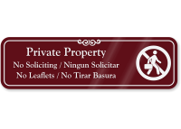 Bilingual Private Property - No Soliciting Engraved Sign