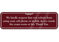 Refrain From Using Cell Phone Showcase Sign