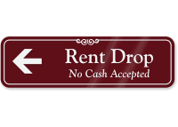 Rent Drop Sign With Left Arrow