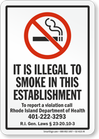 Rhode Island No Smoking Sign