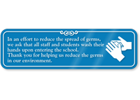 Staff Students Wash Hands Upon Entering School Sign