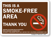 Smoke-Free Area Thank You Sign