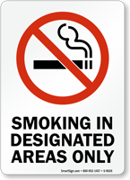 Smoking In Designated Areas Only (symbol) Sign
