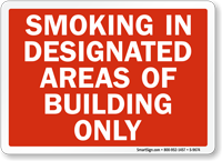 Smoking In Designated Areas Of Building Sign