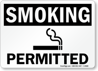 Smoking Permitted with symbol (black text)