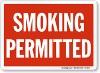 Smoking Permitted (white text on red)
