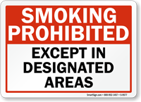 Smoking Prohibited Except In Designated Areas