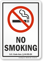 South Carolina No Smoking Sign