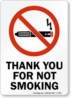 Thank You For Not Smoking Sign With Graphic