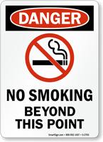Danger: No Smoking Beyond This Point Sign