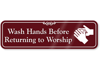 Wash Hands Before Returning To Worship Showcase Sign